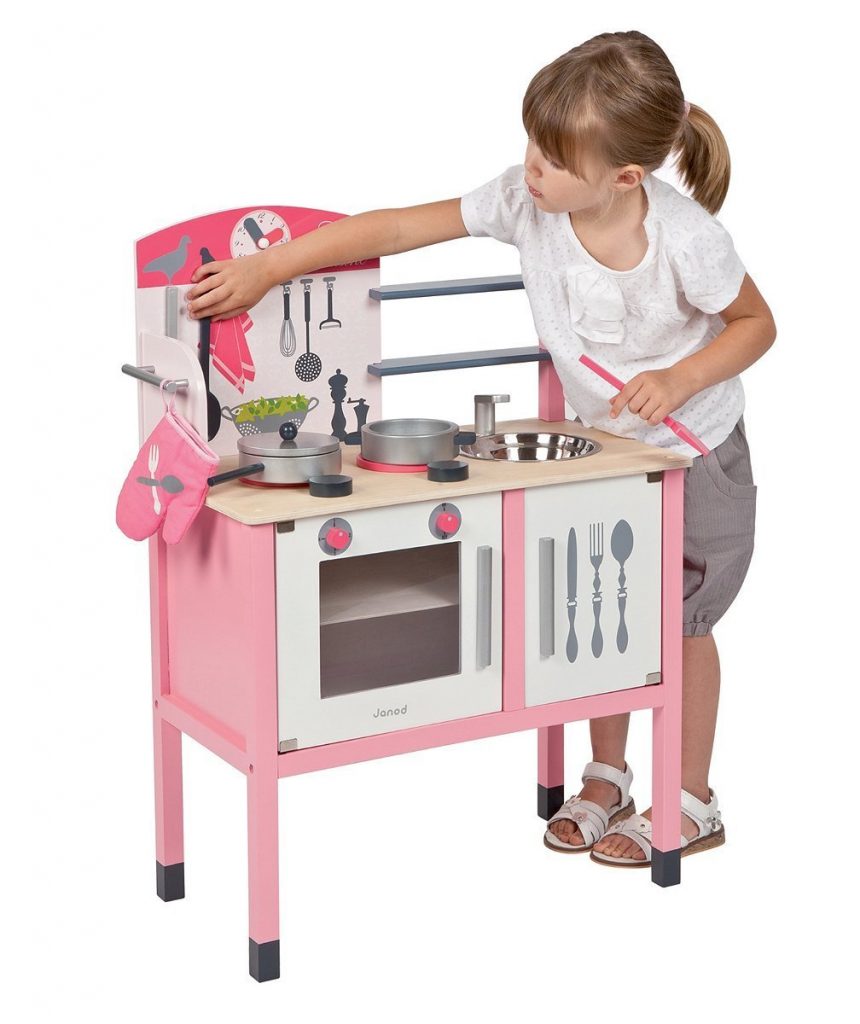 wooden kitchen playset J06533 Janod toy kitchen Mademoiselle Maxi Cooker Pink 002