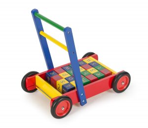 wooden brick baby walker