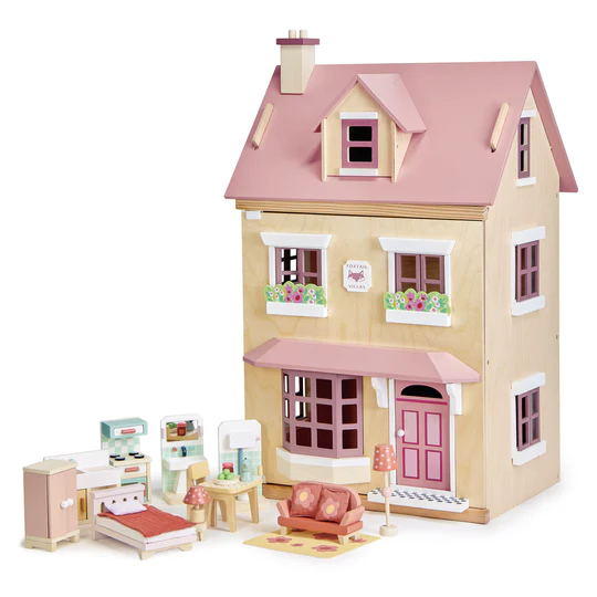 Pink Foxtail Villa wooden dolls house by tender leaf toys