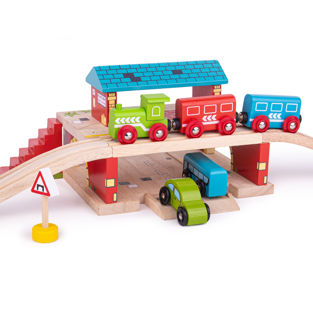 Bigjigs Overground Station Toy Train Accessory The Toy Centre