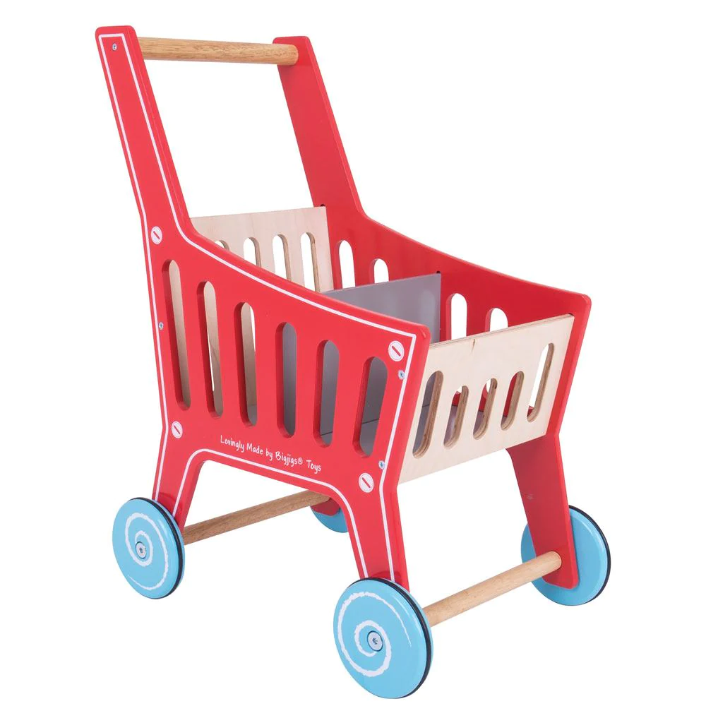 wooden shopping trolley