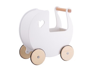 white wooden pram