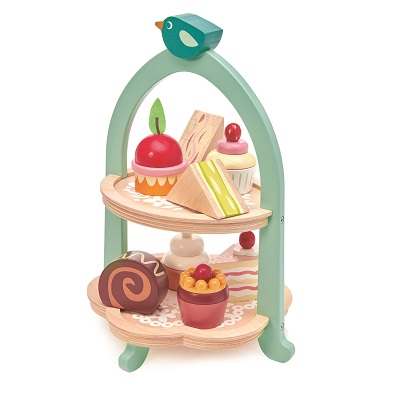 wooden cake stand afternoon tea set by tender leaf toys