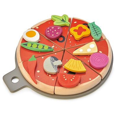 wooden pizza play food set by tender leaf toys play kitchen toys