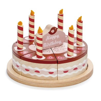 wooden chocolate birthday cake by tender leaf toys