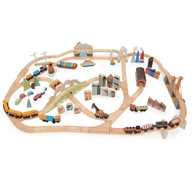 Tender Leaf Toys Mountain View Wooden Train Set The Toy Centre