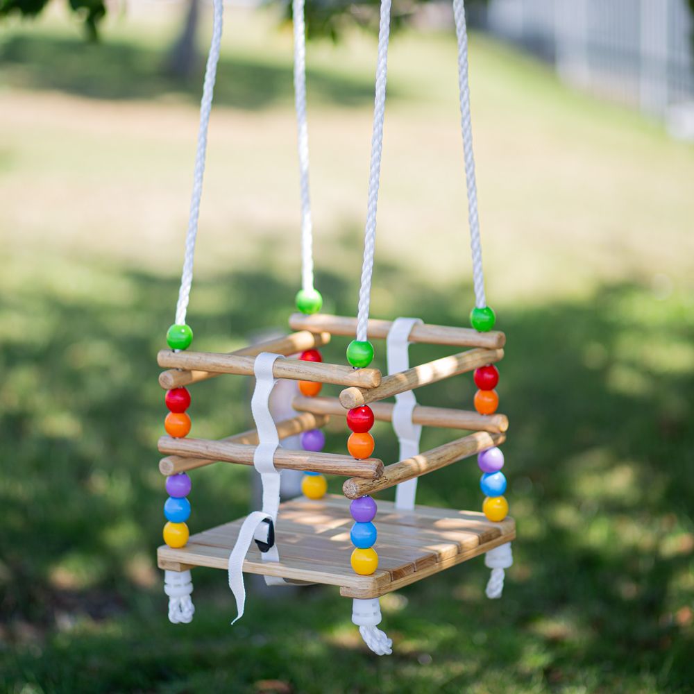 Bigjigs Wooden Garden Cradle Swing, Kids Garden Toys